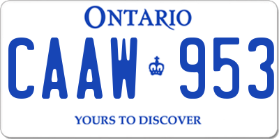 ON license plate CAAW953