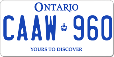 ON license plate CAAW960