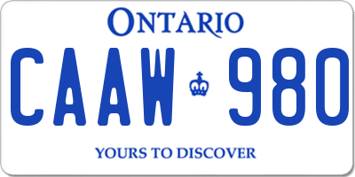 ON license plate CAAW980