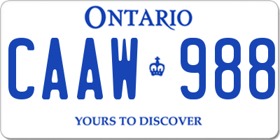 ON license plate CAAW988