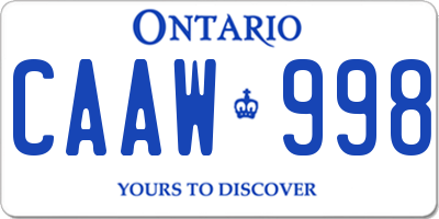 ON license plate CAAW998