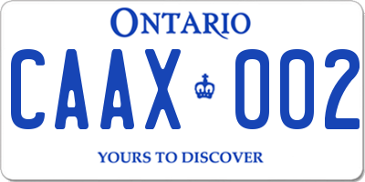 ON license plate CAAX002