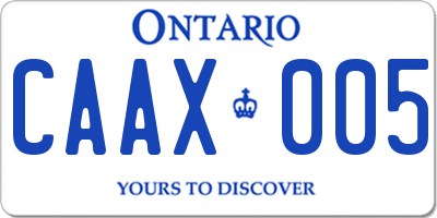 ON license plate CAAX005