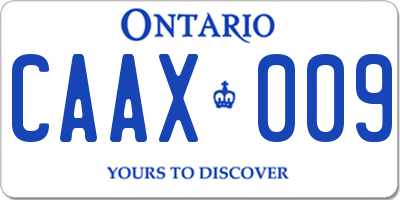 ON license plate CAAX009