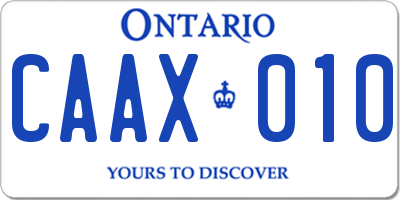 ON license plate CAAX010