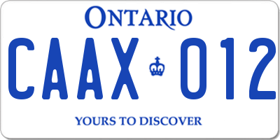 ON license plate CAAX012