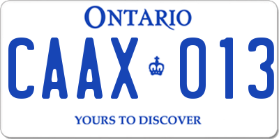 ON license plate CAAX013