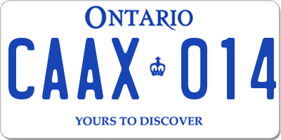 ON license plate CAAX014