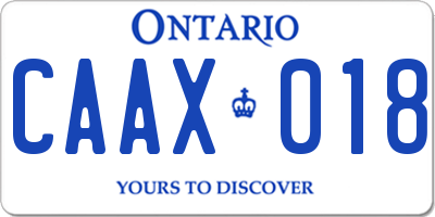 ON license plate CAAX018