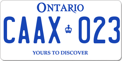 ON license plate CAAX023