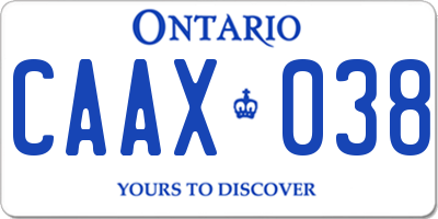 ON license plate CAAX038