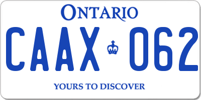 ON license plate CAAX062