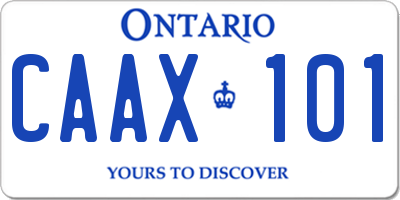 ON license plate CAAX101