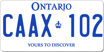 ON license plate CAAX102