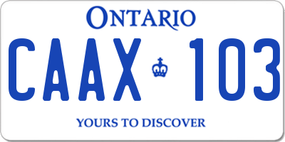 ON license plate CAAX103