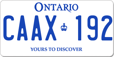 ON license plate CAAX192