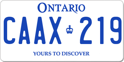 ON license plate CAAX219