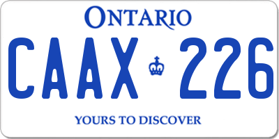 ON license plate CAAX226