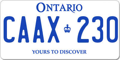 ON license plate CAAX230