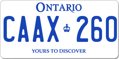 ON license plate CAAX260