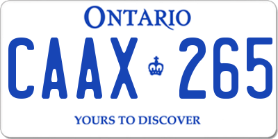 ON license plate CAAX265