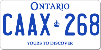 ON license plate CAAX268