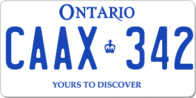 ON license plate CAAX342