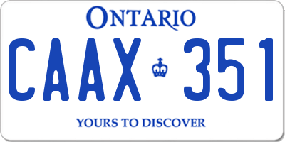 ON license plate CAAX351