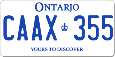 ON license plate CAAX355