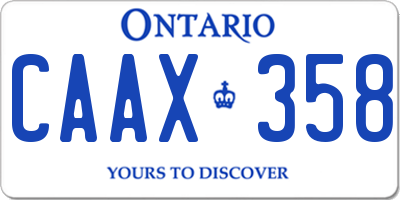 ON license plate CAAX358