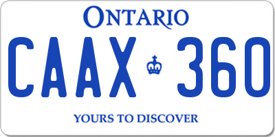 ON license plate CAAX360