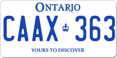 ON license plate CAAX363