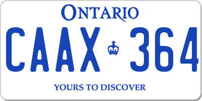 ON license plate CAAX364