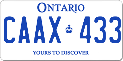 ON license plate CAAX433