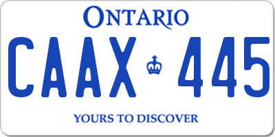 ON license plate CAAX445