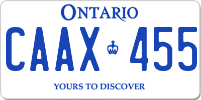 ON license plate CAAX455