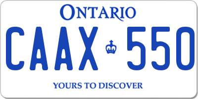 ON license plate CAAX550