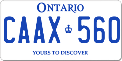 ON license plate CAAX560