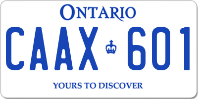 ON license plate CAAX601