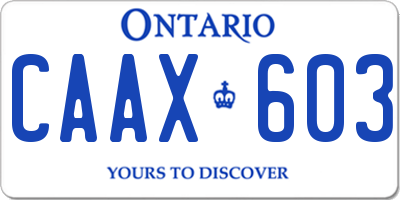 ON license plate CAAX603