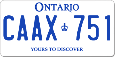 ON license plate CAAX751