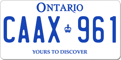 ON license plate CAAX961