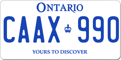 ON license plate CAAX990