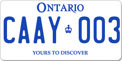 ON license plate CAAY003