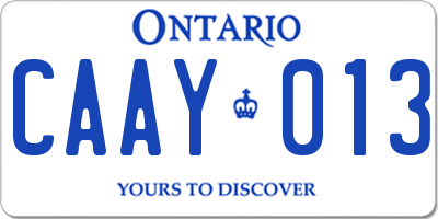 ON license plate CAAY013