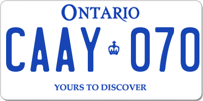 ON license plate CAAY070