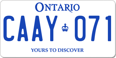 ON license plate CAAY071