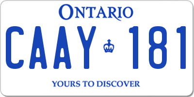 ON license plate CAAY181