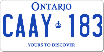 ON license plate CAAY183