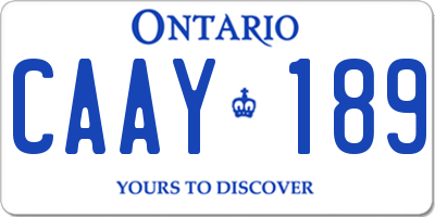 ON license plate CAAY189